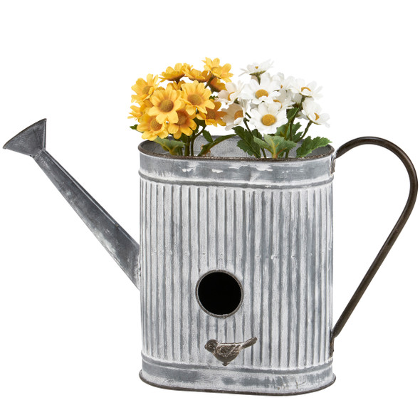 Decorative Metal Watering Can Birdhouse Vase 9x15 - Garden Collection from Primitives by Kathy