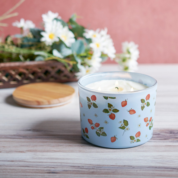 3 Wick Jar Candle - Wild Strawberries Design - Strawberry Scent - 14 Oz - 30 Hours from Primitives by Kathy