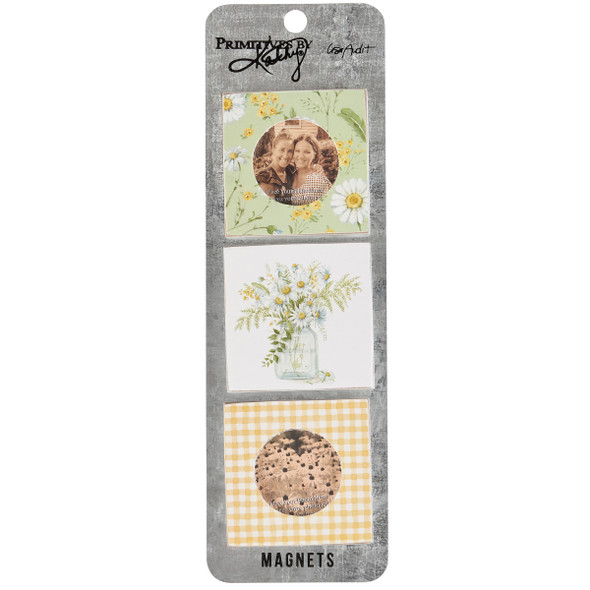 Set of 3 Decorative Wooden Refrigerator Magnets - Daisy Flower Themed from Primitives by Kathy