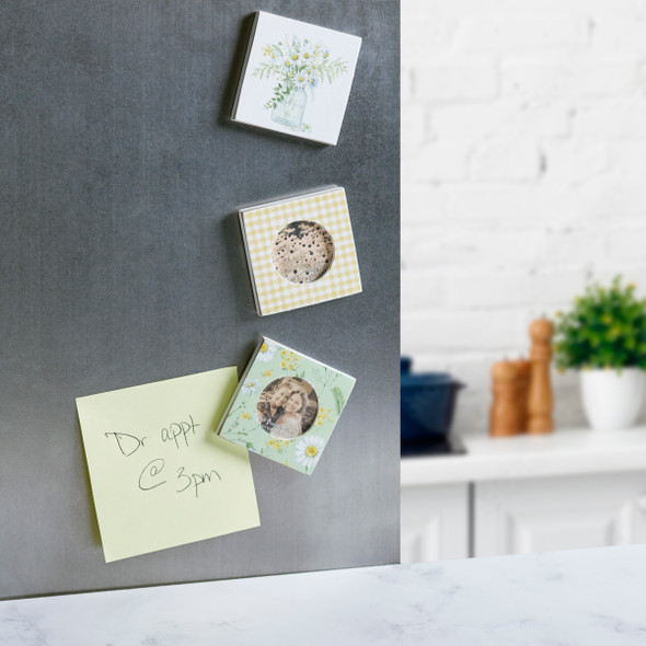 Set of 3 Decorative Wooden Refrigerator Magnets - Daisy Flower Themed from Primitives by Kathy