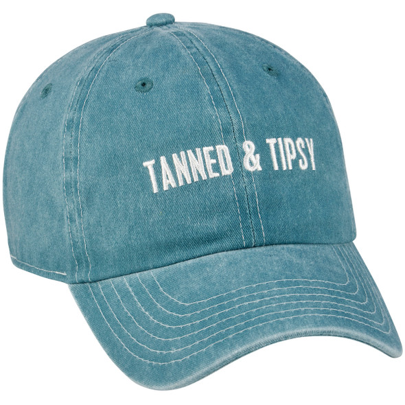 Adjustable Cotton Baseball Cap - Tanned & Tipsy Baseball Cap - Ocean Blue Color from Primitives by Kathy