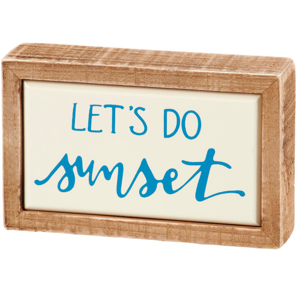 Decorative Wooden Box Sign Decor - Let's Do Sunset - 4 Inch - Beach Collection from Primitives by Kathy