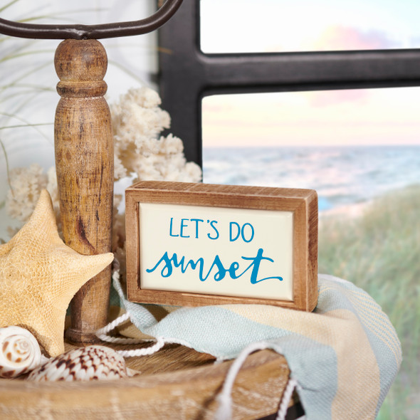 Decorative Wooden Box Sign Decor - Let's Do Sunset - 4 Inch - Beach Collection from Primitives by Kathy