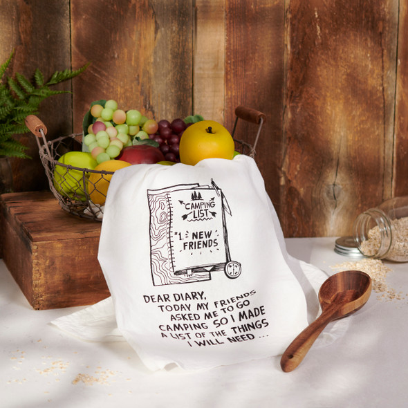 Cotton Kitchen Dish Towel - Dear Diary My Friends Asked Me To Go Camping 28x28 from Primitives by Kathy