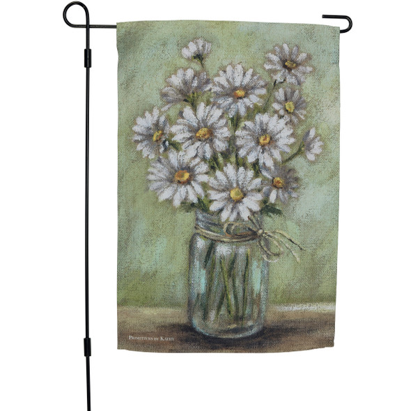 Decorative Double Sided Garden Flag - Jar Of Daisy Flowers 12x18 from Primitives by Kathy