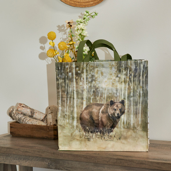 Double Sided Reusable Market Tote Bag - Bear Deer & Doe Print Design from Primitives by Kathy
