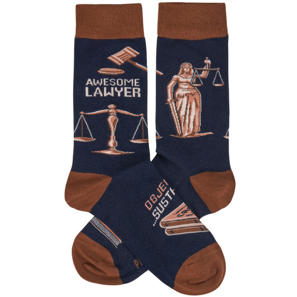 Colorfully Printed Cotton Novelty Socks - Awesome Lawyer - Scale Of Justice from Primitives by Kathy