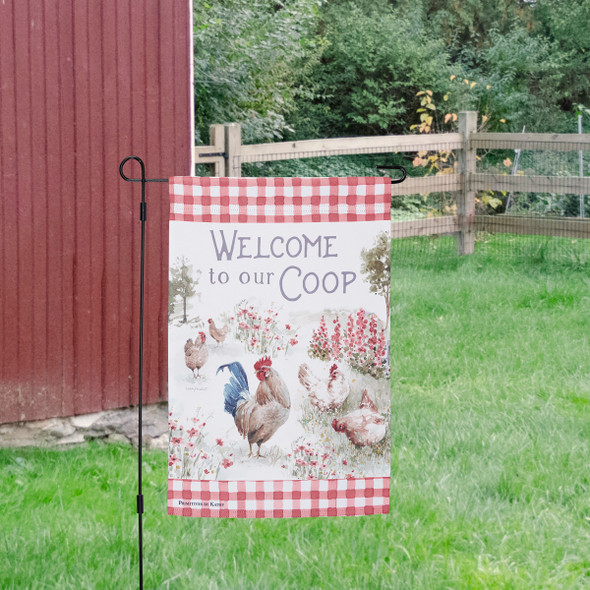 Double Sided Decorative Garden Flag - Welcome To Our Coop 12x18 - Farmhouse Roosters from Primitives by Kathy