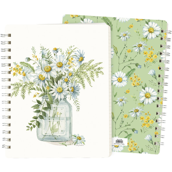 Double Sided Spiral Notebook - Daisy Flowers In Glass Jar (120 Lined Pages) from Primitives by Kathy