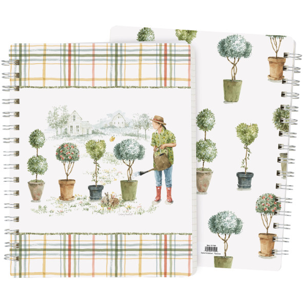 Double Sided Spiral Notebook - Garden Topiaries (120 Lined Pages) from Primitives by Kathy