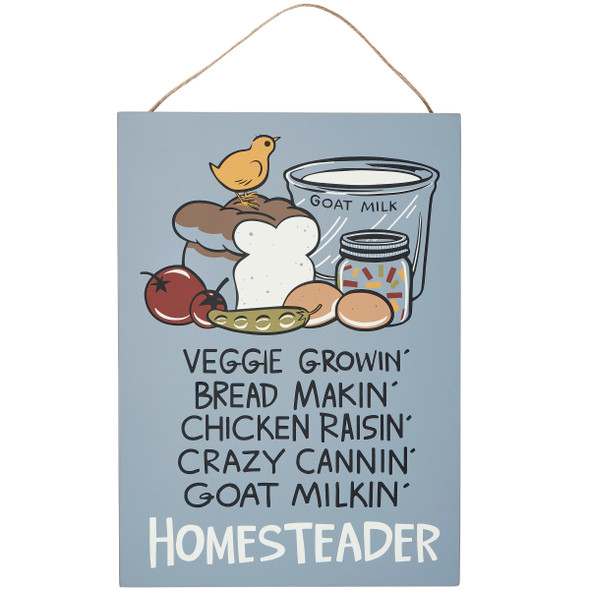 Decorative Hanging Wooden Sign - Homesteader - Veggie Grown Bread Makin 13 Inch from Primitives by Kathy