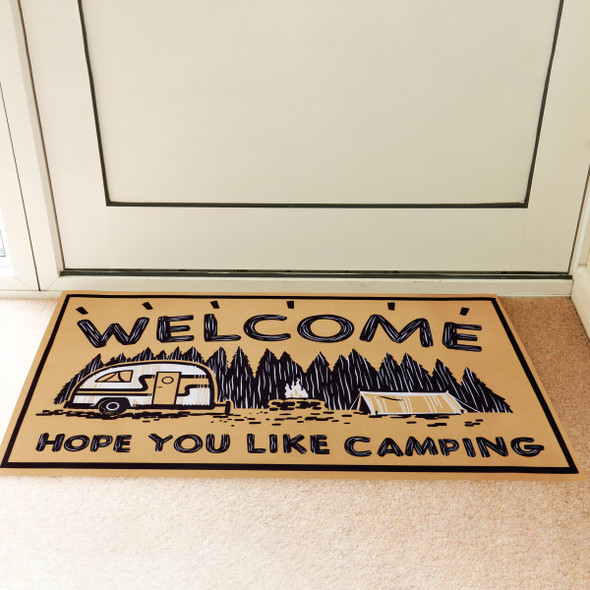 Decorative Entryway Door Mat Rug - Hope You Like Camping Rug 34x20 from Primitives by Kathy
