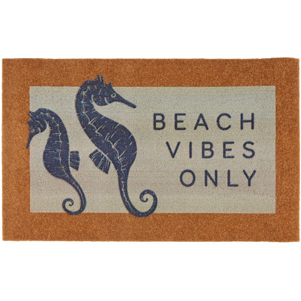 Decorative Entryway Door Mat Rug = Beach Vibes Only - Seahorse Design 30x18 from Primitives by Kathy