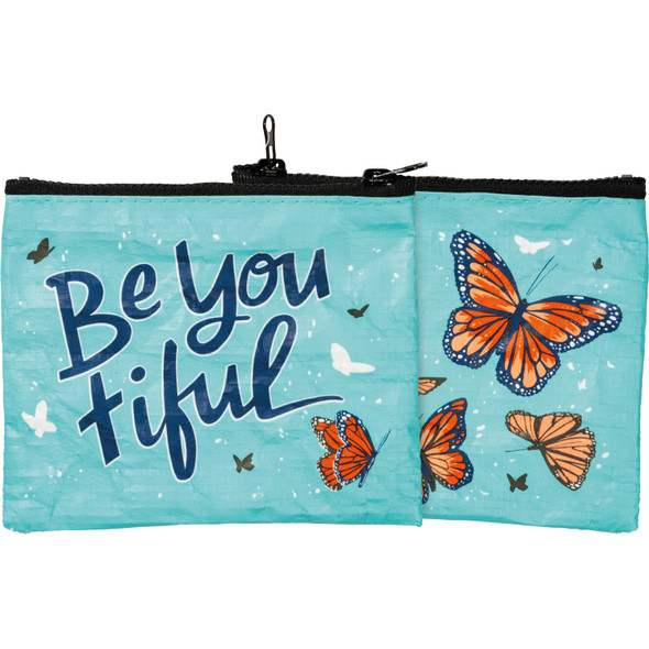 Butterfly Design Be You Tiful Double Sided Zipper Wallet Handbag from Primitives by Kathy