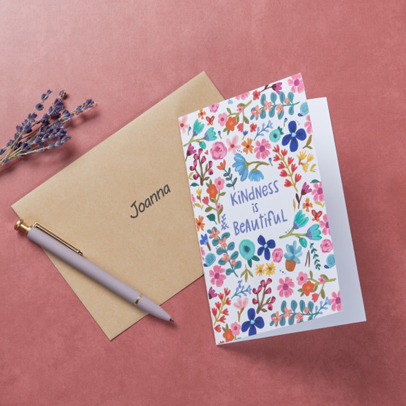 Set of  Greeting Cards With Envelopes - Kindness Is Beautiful - Colorful Floral Print Design from Primitives by Kathy