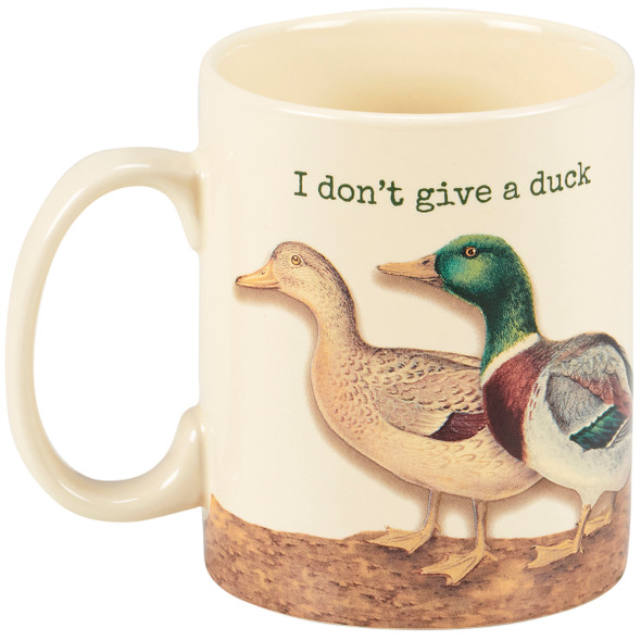 Stoneware Coffee Mug - I Don't Give A Duck - Vintage Style Mallard Ducks 20 OZ from Primitives by Kathy