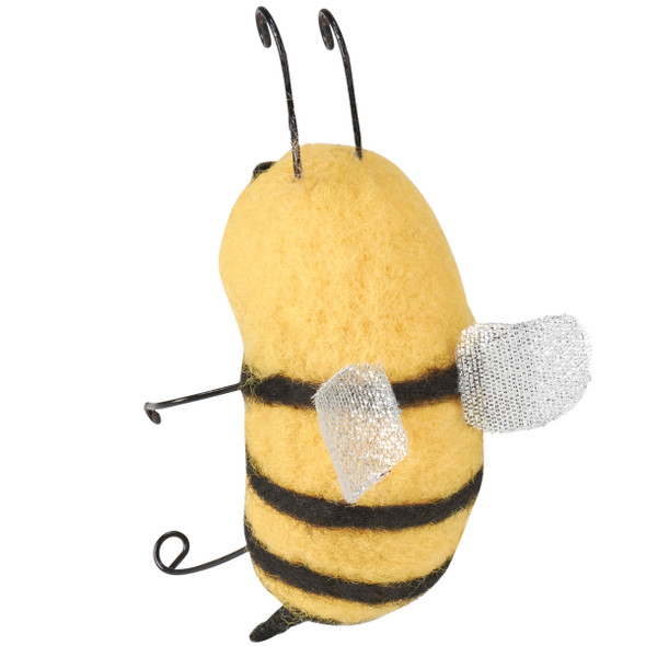 Felt Smiling Yellow & Black Bumblebee Figurine - 4.75 Inch from Primitives by Kathy