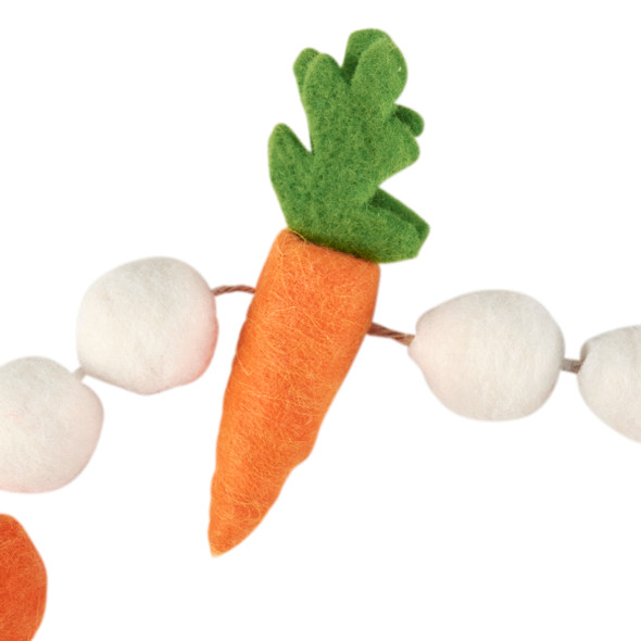 Decorative Garland - Felt Carrots With White & Orange Poms 67 Inch - Easter & Spring Collection from Primitives by Kathy