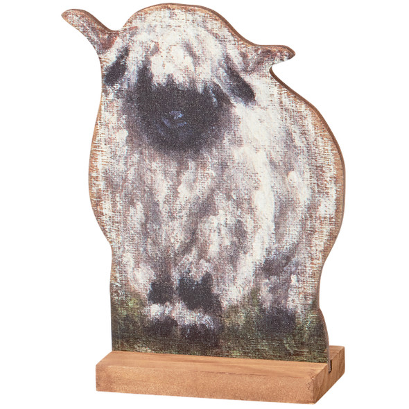 Decorative Double Sided Stand Up Wooden Decor Sign - Farmhouse Valais Blacknose Sheep 6.5 Inch from Primitives by Kathy