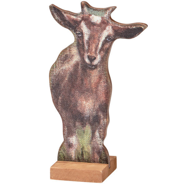 Decorative Double Sided Wooden Decor Sign Stand Up - Farmhouse Goat 6.5 Inch from Primitives by Kathy