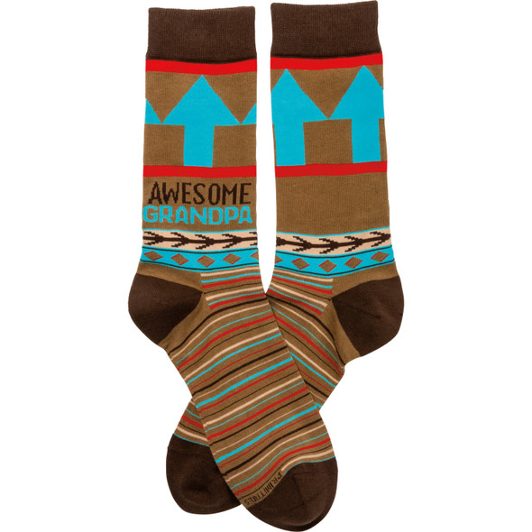 Awesome Grandpa Colorfully Printed Cotton Socks from Primitives by Kathy