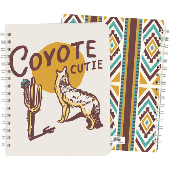 Double Sided Spiral Notebook - Howling Coyote - Coyote Cute - 120 Lined Pages - Western Collection from Primitives by Kathy