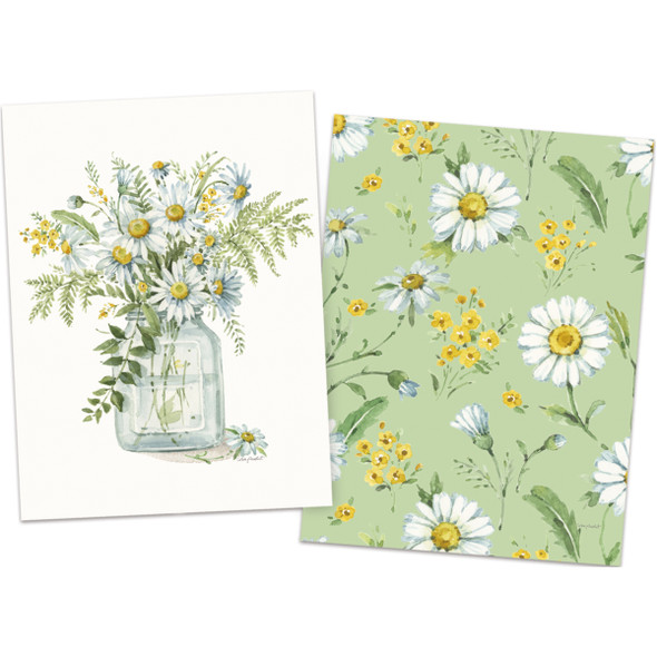 Set of 8 Daisy Flower Themed Note Card Set With Envelopes from Primitives by Kathy