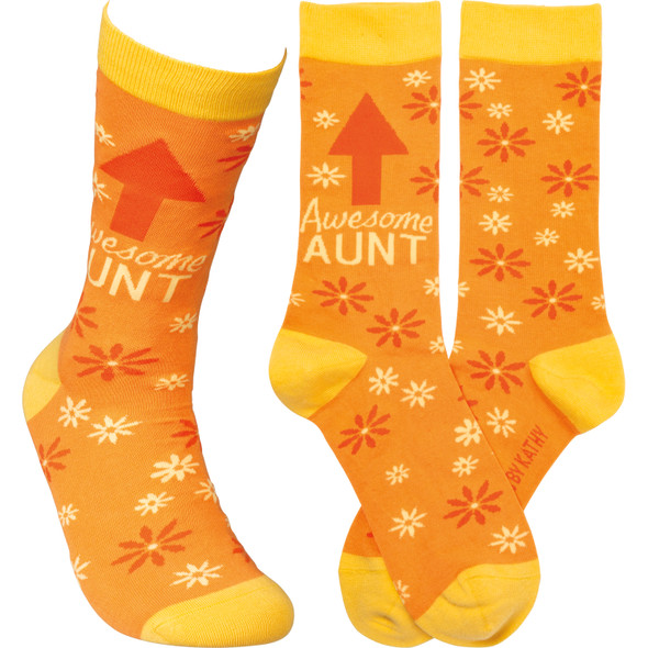 Awesome Aunt Colorfully Printed Cotton Socks from Primitives by Kathy