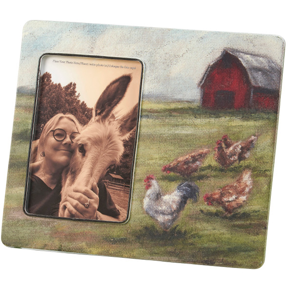 Decorative Metal Photo Picture Frame - Farmhouse Chickens (Hold 4x6 Photo) from Primitives by Kathy