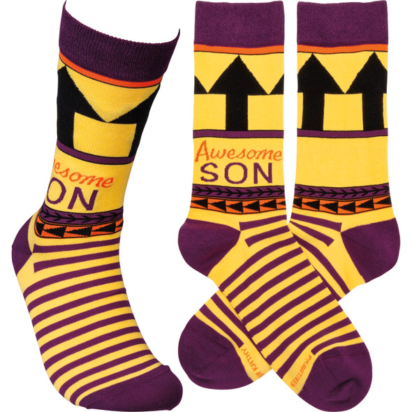 Awesome Son Colorfully Printed Cotton Socks from Primitives by Kathy