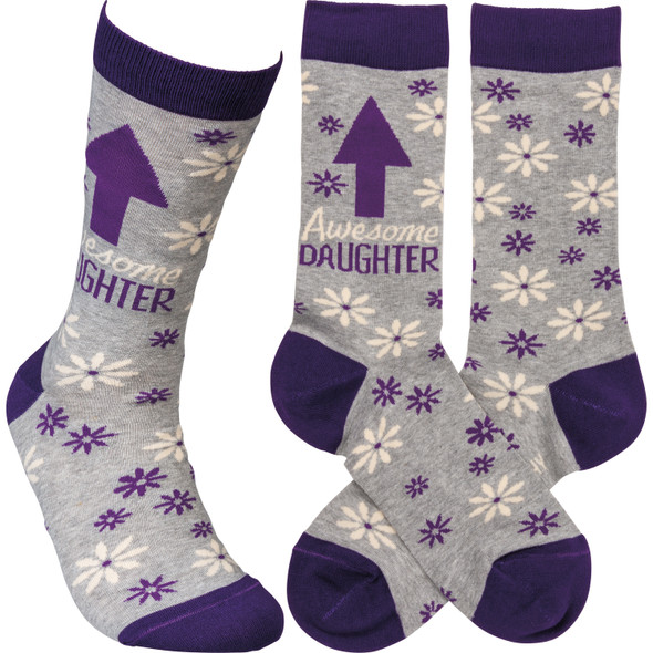 Awesome Daughter Colorfully Printed Cotton Socks from Primitives by Kathy