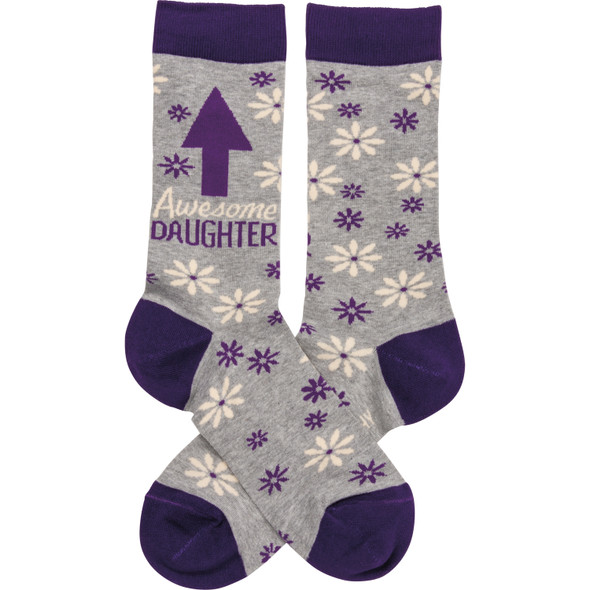 Awesome Daughter Colorfully Printed Cotton Socks from Primitives by Kathy