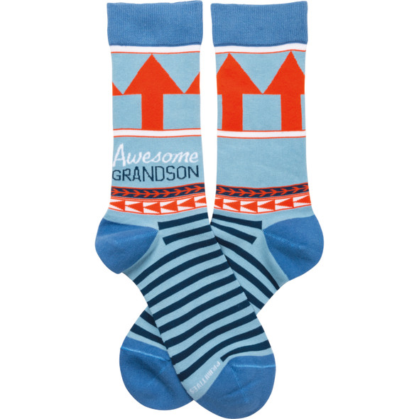 Awesome Grandson Colorfully Printed Cotton Socks from Primitives by Kathy