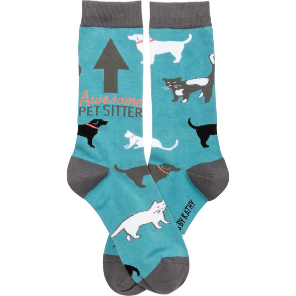 Awesome Pet Sitter Colorfully Printed Cotton Socks from Primitives by Kathy