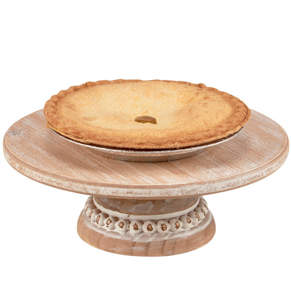 Decorative Wooden Whitewashed Pedestal Tray - 11 In x 6 In - Home Collection from Primitives by Kathy