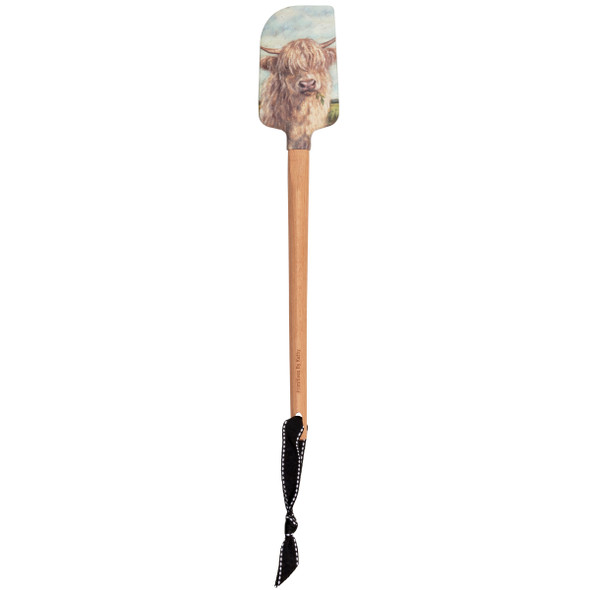 Double Sided Silicone Spatula With Wooden Handle - Farmhouse Highland Cow from Primitives by Kathy