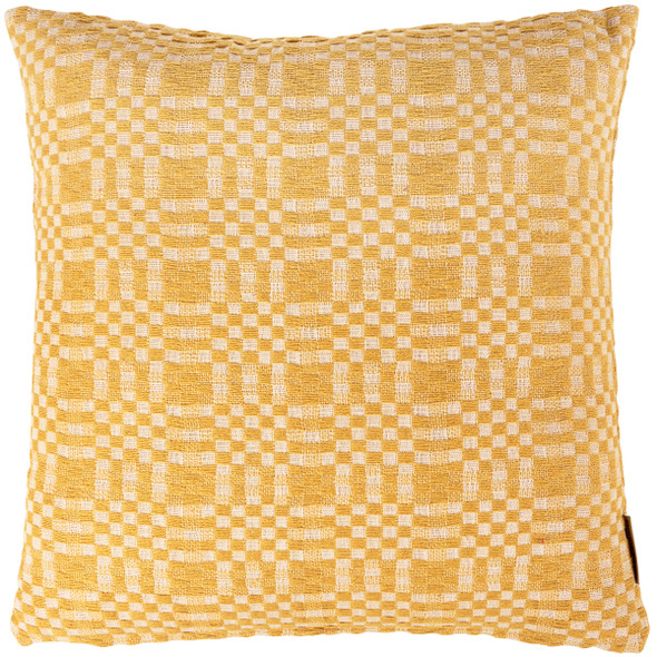 Decorative Cotton Throw Pillow - Gold & Cream Checkered Pattern 18x18 from Primitives by Kathy