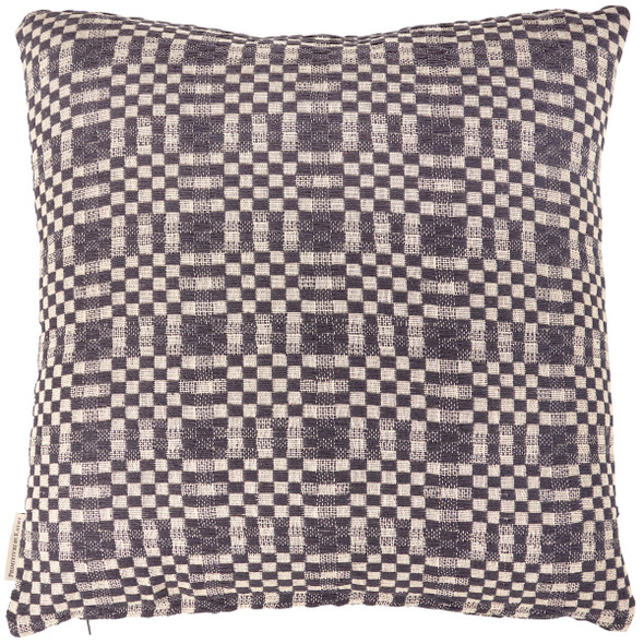 Decorative Double Sided Cotton Throw Pillow - Navy & Cream Checkered Pattern from Primitives by Kathy