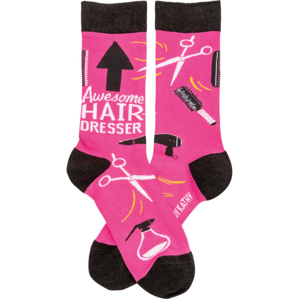 Awesome Hairdresser Colorfully Printed Cotton Socks from Primitives by Kathy