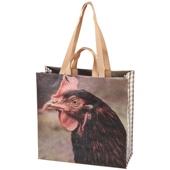 Double Sided Market Tote Bag - Farmhouse Chicken - Homestead Collection from Primitives by Kathy