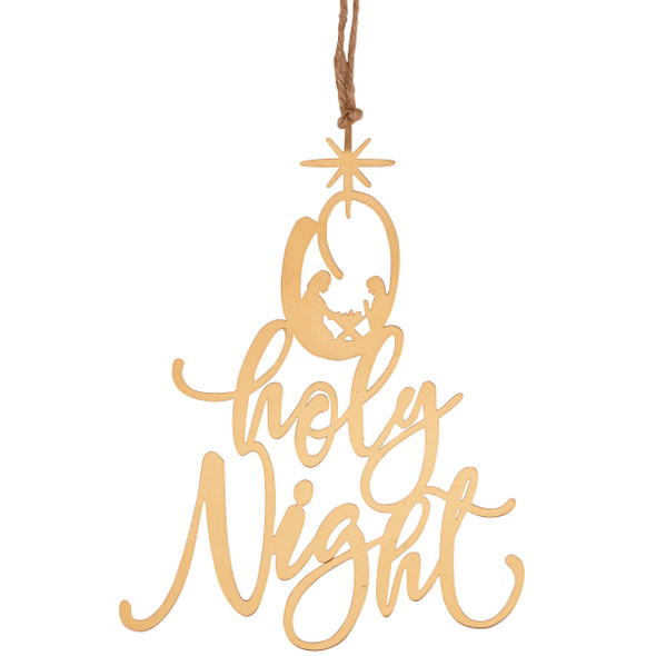Metal Cut Out Decorative Hanging Nativity Sign - O Holy Night 8x11 from Primitives by Kathy