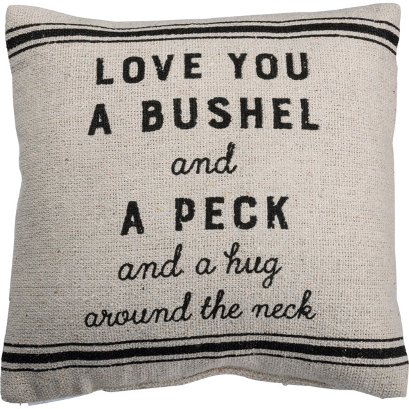 Love You A Bushel And A Peck Double-Sided Rustic Pillow - Burlap Cotton & Polyester Blend 16 x 16 from Primitives by Kathy
