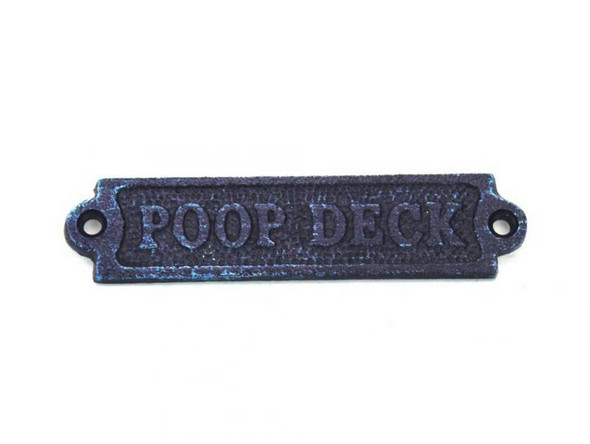 Handcrafted Rustic Dark Blue Cast Iron Poop Deck Sign 6" from Hampton Creations Handcrafted Rustic Dark Blue Cast Iron Poop Deck Sign 6" from Hampton Creations