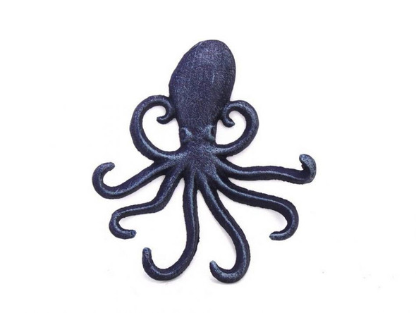 Handcrafted Rustic Dark Blue Cast Iron Wall Mounted Decorative Octopus Hooks 7" from Hampton Creations Handcrafted Rustic Dark Blue Cast Iron Wall Mounted Decorative Octopus Hooks 7" from Hampton Creations
