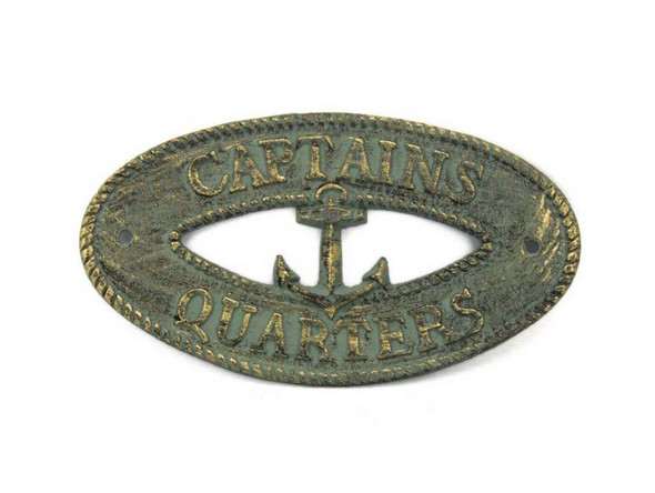 Handcrafted Antique Bronze Cast Iron Captains Quarters with Anchor Sign 8" from Hampton Creations Handcrafted Antique Bronze Cast Iron Captains Quarters with Anchor Sign 8" from Hampton Creations