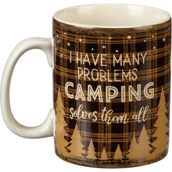 I Have Many Problems Camping Solves Them All Stoneware Coffee Mug 20 Oz from Primitives by Kathy