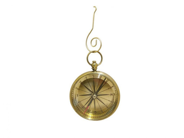 Handcrafted Solid Brass Lensatic Compass Christmas Ornament 5" from Hampton Creations Handcrafted Solid Brass Lensatic Compass Christmas Ornament 5" from Hampton Creations
