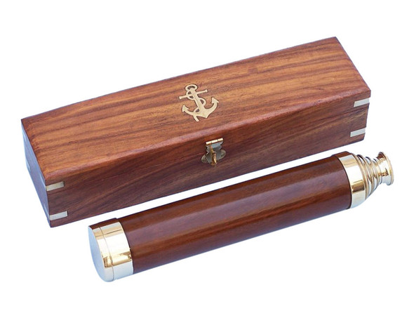 Handcrafted Deluxe Class Solid Brass - Wood Admiral's Spyglass Telescope 25" w/ Rosewood Box from Hampton Creations Handcrafted Deluxe Class Solid Brass - Wood Admiral's Spyglass Telescope 25" w/ Rosewood Box from Hampton Creations