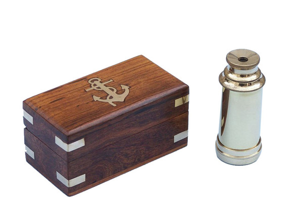 Handcrafted Deluxe Class Scout's Brass Spyglass Telescope 7" w/ Rosewood Box from Hampton Creations Handcrafted Deluxe Class Scout's Brass Spyglass Telescope 7" w/ Rosewood Box from Hampton Creations
