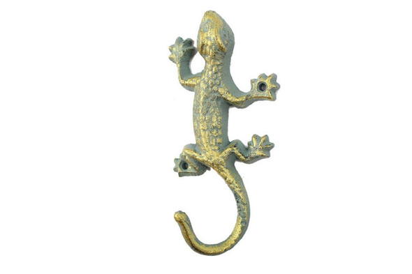 Handcrafted Antique Seaworn Bronze Cast Iron Lizard Hook 6" from Hampton Creations Handcrafted Antique Seaworn Bronze Cast Iron Lizard Hook 6" from Hampton Creations